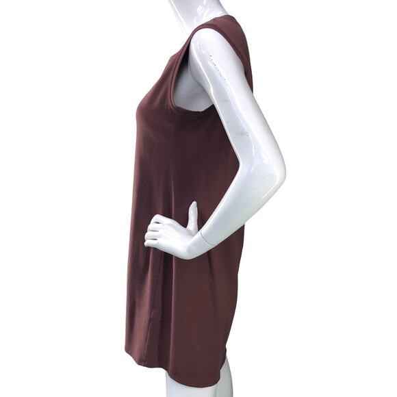 Eileen Fisher Womens Size S Stretch Jersey Knit Dress Round Neck Rust USA Made - Picture 5 of 15